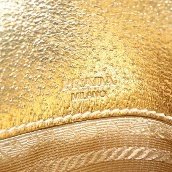 PRADA Accessory Pouch Leather Silver Gold Auth 88214V - Picture 15 of 16